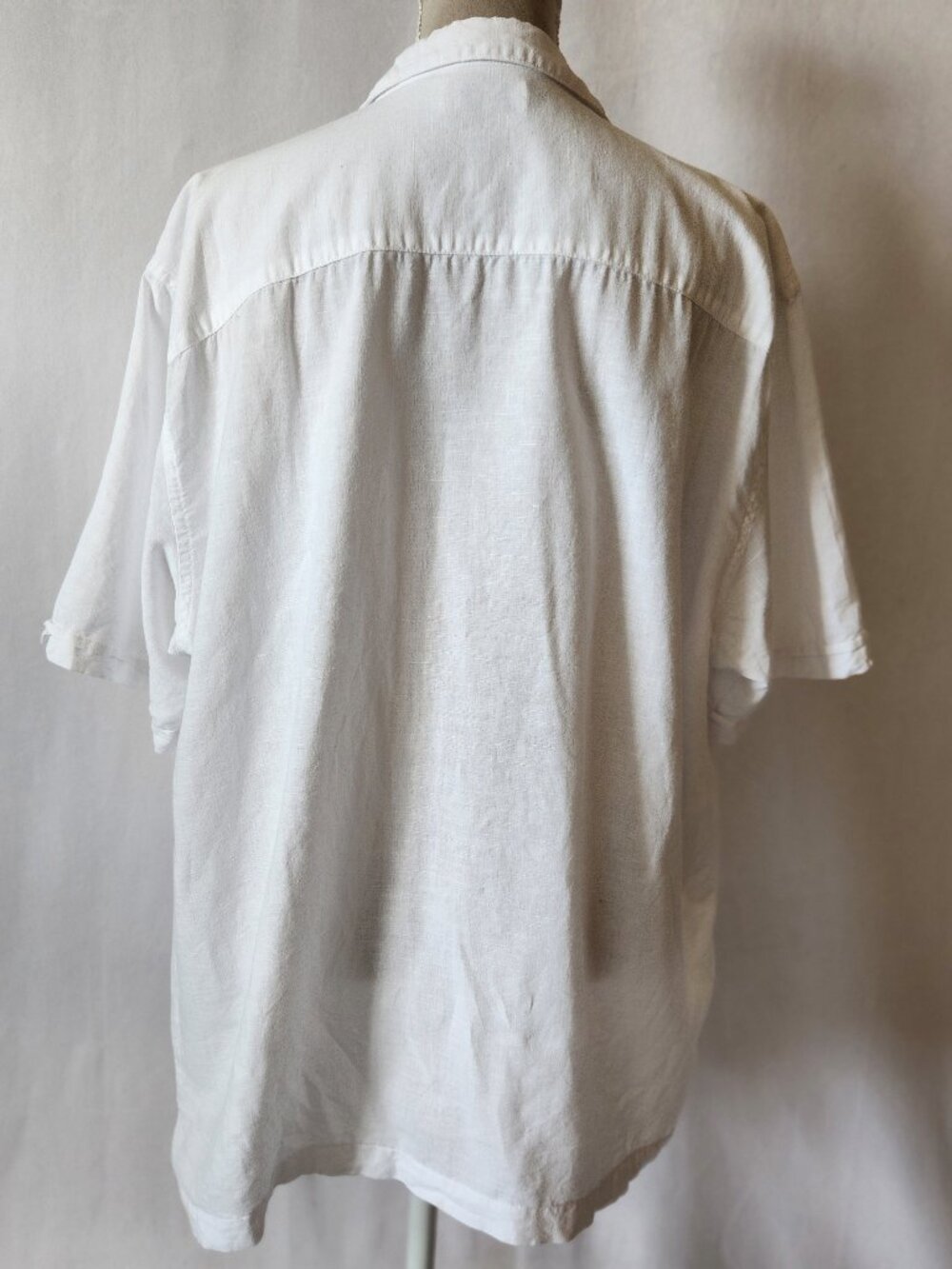 Cafe Luna Shirt Men's XL White Linen Blend Button Up Short Sleeve - Picture 9 of 16